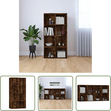 The Living Store Bibliothèque/Buffet Chêne fumé 66x30x130 cm Bois d'ingénierie - Bibliothèque - Meuble De Rangement - Étagère - Commode - Mobilier Intérieur (1/5)