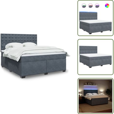 Sommier à lattes de lit et matelas Gris foncé 180x200cm Velours - Sommier À Lattes De Lit - Sommiers À Lattes De Lit - Lit - Meuble De Chambre À Coucher (1/5)