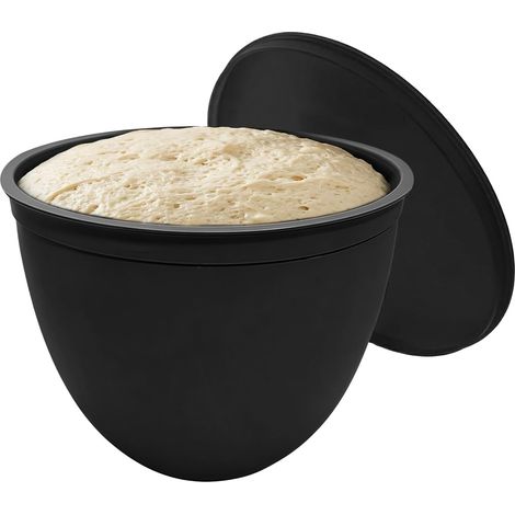 Insert en silicone avec couvercle pour bol à pâte levée de 4,8 l, bol avec couvercle pour mixeur, pâtisserie, pâte et crème, noir (1/5)