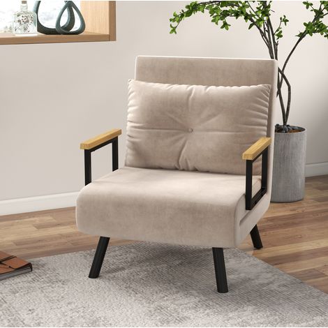 Fauteuil convertible beige dossier réglable OKMYHOME (1/4)