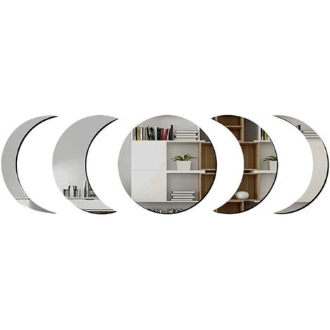 Set di adesivi murali a specchio con luna in stile boho per soggiorno, camera da letto e decorazione delle pareti.