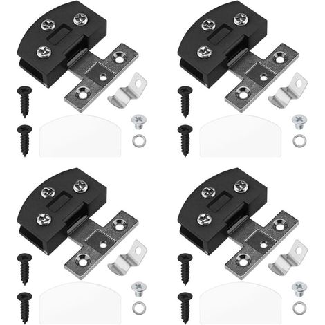 16 bisagras de vidrio de aleación de zinc para puertas de gabinetes, vitrinas, muebles, estantes y gabinetes, color negro. (1/4)