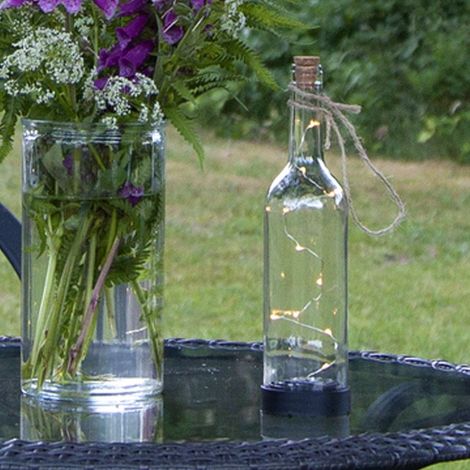 Star Trading Décoration solaire Bottle, bouteille, guirlande lumineuse, transparent, LED, capteur crépusculaire, blanc chaud, extérieur, 31 cm (1/4)