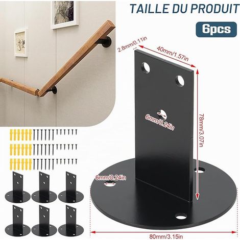 supports de main courante en acier inoxydable avec vis, accessoires de support mural, pour main courante murale droite, pour garde-corps en bois carré ou rond (1/3)