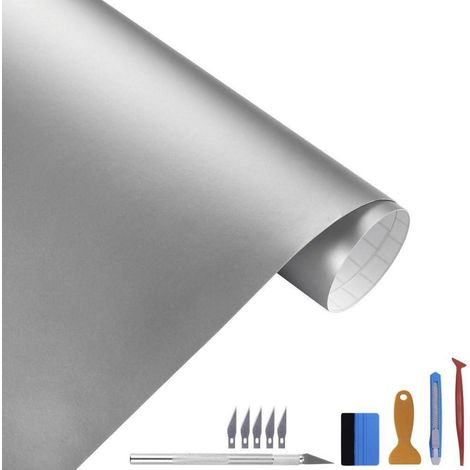 Selbstklebefolie Matt Vinyl Grau 30x300cm mit Luftkanal & Werkzeug (1/5)
