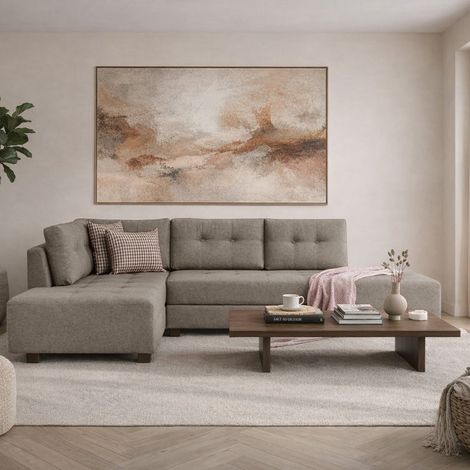 Schlafsofa Taupefarbener Stoff – XL 280 x 206 cm – mit Rollen – (1/5)