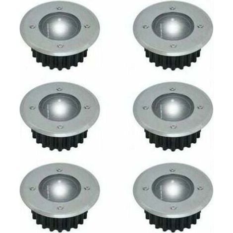 Spots LED solaires encastrés - Lot de 6 - Ronds - Diamètre 85 mm - Usage extérieur (1/4)