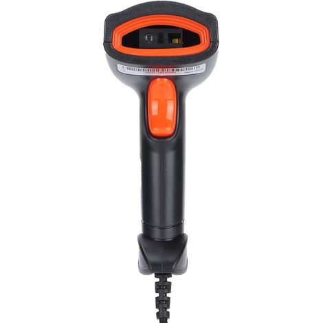 Lecteur de codes-barres portable à lecture à 360°, résistant à la poussière et à l'eau, sans fil, lecteur de codes QR USB (noir et orange) (1/5)