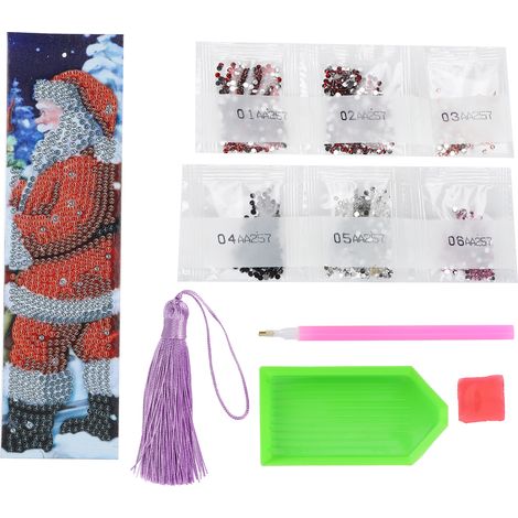 Santa Claus Pattern Diamond Painting Bookmark DIY Rhinestones Beaded BookmarksAA257 (1/5)