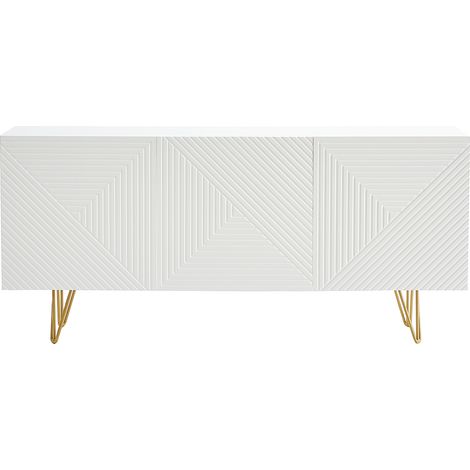 Credenza design bianco e dorato L160 cm OZEN (1/4)