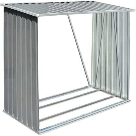 Abri de stockage de bois Acier galvanisé 163x83x154 cm Gris CFW57758 (1/5)
