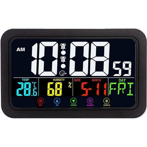 Digitale Wanduhr, batteriebetrieben, 20 cm (8 Zoll), schwarz (1/5)