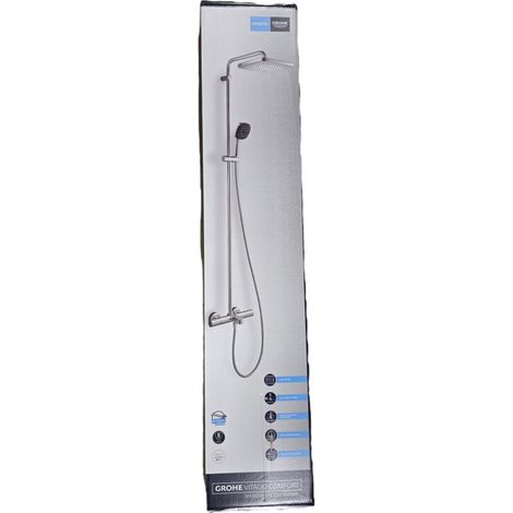 Grohe Vitalio Comfort - Duschset mit Badewannenthermostat, 25x25 cm, 2 Strahlarten, Chrom