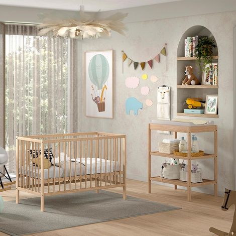 Pack - Lit Bébé & Table à Langer "Dino" 60x120cm Naturel