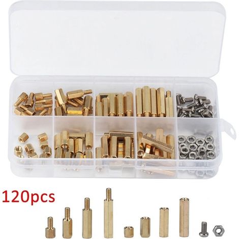 Kit de 120 entretoises en laiton M3 avec vis à tête hexagonale creuse et pièces (en boîte) (1/5)