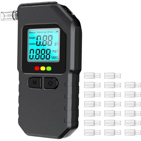 1 Éthylotest Électronique Double Capteur, LCD Numérique, 20 Embouchures, Usage Personnel Et Professionnel