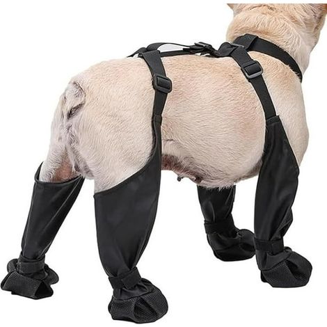 Bottines imperméables pour chien XINQIHANG, chaussures hiver ajustables avec sangle auxiliaire, protège-pattes antidérapantes, bottes extérieures pour petits et moyens chiens, 4 pièces (1/5)