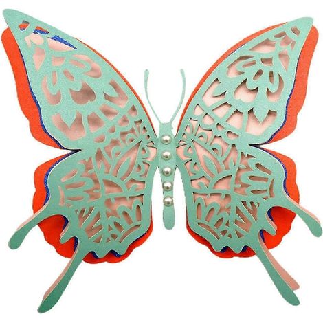 Papillon 3D, autocollants muraux 4 couches pour décoration de patio, pelouse et jardin, idéal pour un anniversaire-Style B (1/5)