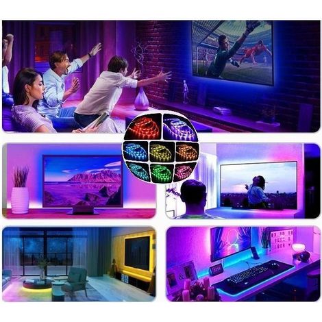 Bande lumineuse LED de 10 m - Télécommande Bluetooth APP ou télécommande 44 touches - Décoration lumineuse pour chambre et bureau (1/5)