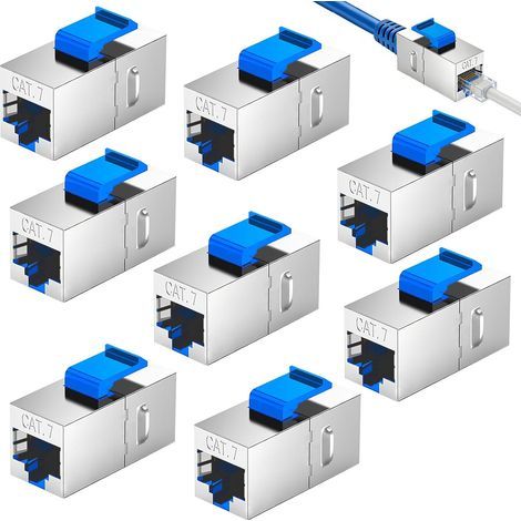 20 Pièces Coupleur RJ45 Ethernet 10Gbps Connecteur RJ45 Cat 7 LAN Rallonge Connecteur Adaptateur Femelle Sans Outil Compatible avec Câble Cat7 Cat6 Cat6a Cat5e (1/5)