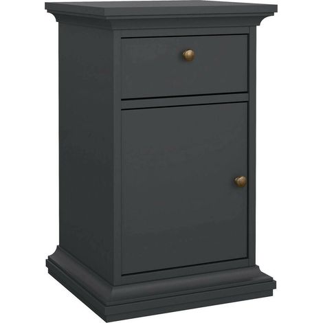 Dmora - Comodino Esperance, Comò basso, Tavolino da notte, Mensola da letto, 44x40 h70 cm, Grigio