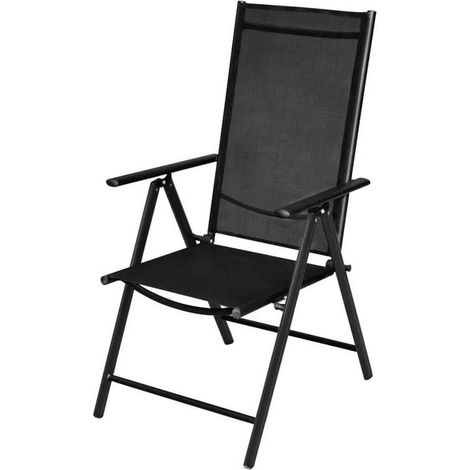 Chaise de jardin textilène et métal noir Derino - Lot de 4 (1/3)
