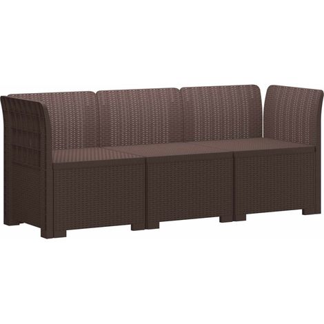 3-Seater Garden Sofa Rattan Look PP Brown vidaXL (1/5)