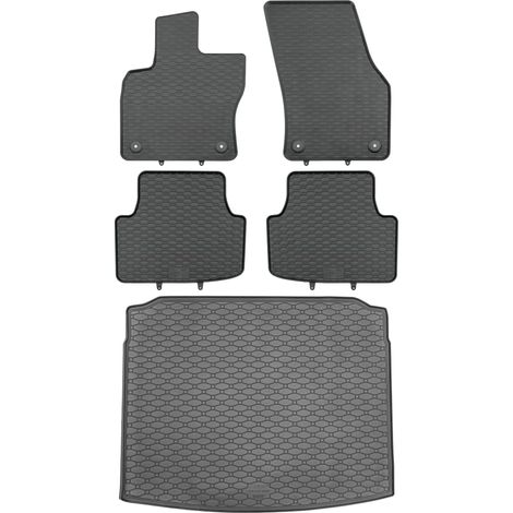 Tapis de coffre RIGUM 437249 + tapis de sol GEYER 879/4C - VW Tiguan II SUV 05.2016-2024 (bas de coffre) repose-pieds AV2 avant - INSTALLÉS (1/5)