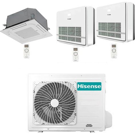 Climatizzatore Condizionatore Hisense Cassetta + Console R32 Trial Split Inverter 9000 + 9000 + 9000 BTU con U.E. 3AMW72U4RJC NOVITÁ Classe A++/A+