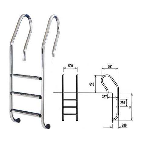 Escalera Piscina Acero Mx A-304 E.N. 4 Peldaños