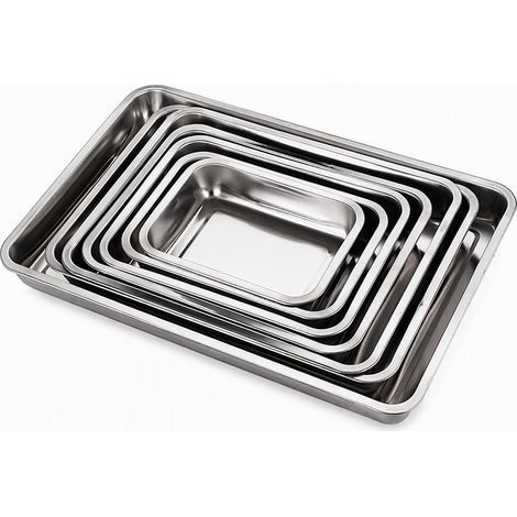 Plateau en inox 304 qualité alimentaire, 1,2 mm, 36 x 27 x 4,8 cm