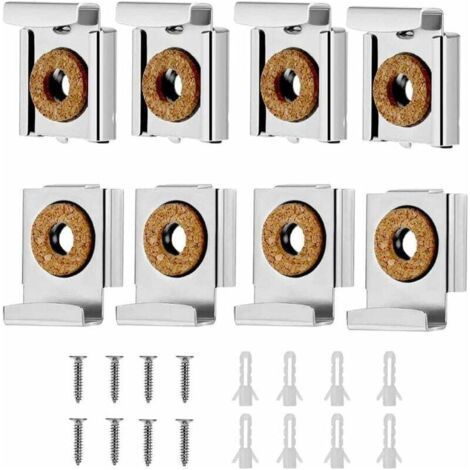Wall Mount Mirror Bracket, Mirror Brackets, Adjustable Wall Mounted Mirror Clip Mirror Clamp Mount, for Wall Mirror for Bathroom, Cloakroom, 8 Pieces (1/4)