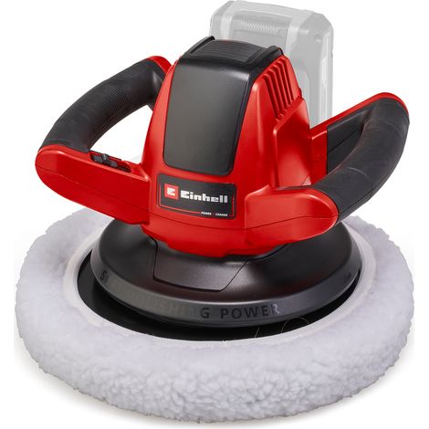 Einhell Polisseuse pour carrosserie sans fil CE-CB 18/254 Li - Solo PXC (18V, Disque à polir 254mm, Vitesse d'oscillation 2500 trs/min, avec deux bonnets) Livré sans Batterie ni Chargeur