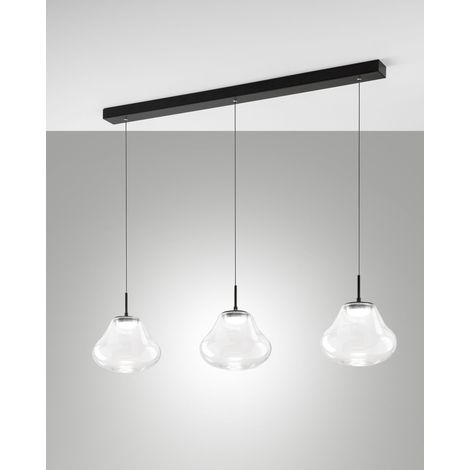 Lampada a Sospensione Deva 42W LED CCT Dimmerabile a step, Struttura in Metallo e Vetro Borosilicato Trasparente, IP20 - Deva Collection
