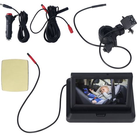 Caméra voiture bébé 5 pouces, vue large et claire, réglable, pour siège auto nourrisson orienté vers l'arrière. (1/5)