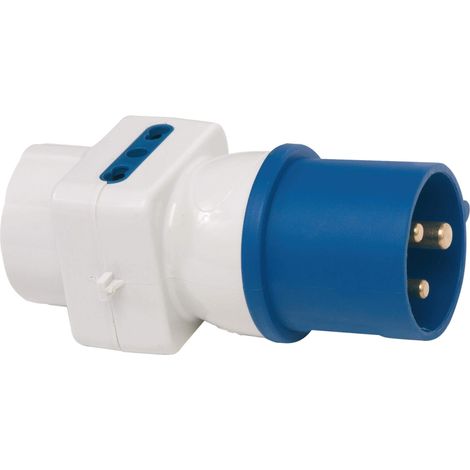 Adaptateur électrique CEE 3 pôles 16 A/230 V, prise CEE, 2 prises italiennes 10 A/16 A, 1 prise Schuko (IP44), protection enfants (1/4)
