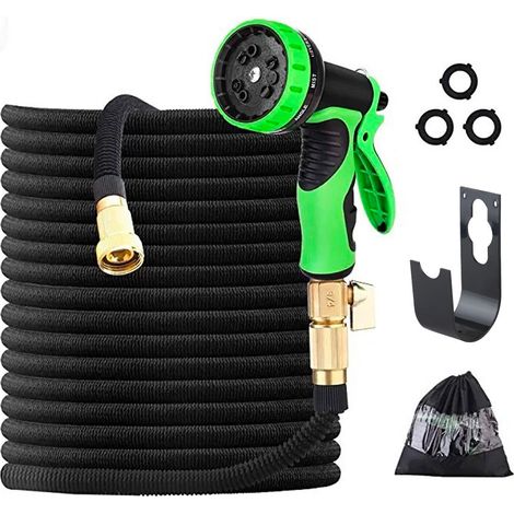 Tuyau d'arrosage Extensible 15m, Upgraded, Tuyau Flexible＆Léger avec 10 Modes d'arrosage pour Irrigation, Raccords Cuivre Haute Qualité,Nettoyage du Jardin,Laver la Voiture, Baigner Animal
