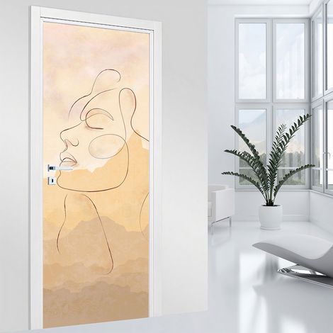 Stickers pour porte - Visage Abstrait - 63 x 205 cm - Adhésif MAT (1/2)