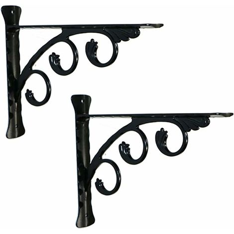 Fei Yu 2 pièces Support Equerre D'étagere en Fer Forgé Équerres Murale,Support pour Quincaillerie Flottante,pour Déco Salon, Chambre, Salle de Bain (1/5)