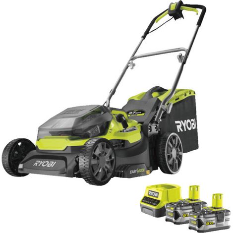 RYOBI Tondeuse hybride 18V One+ coupe 37cm - 2 batteries 5.0 Ah - 1 chargeur rapide RY18LMH37A-250