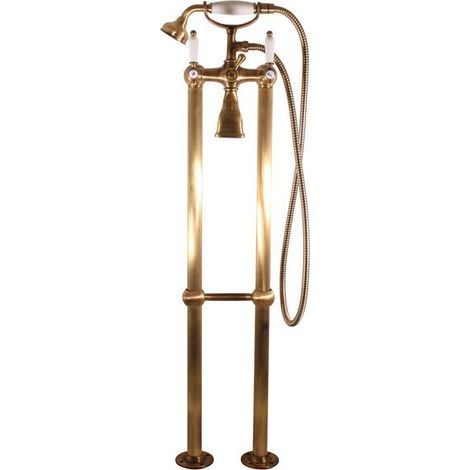 Mélangeur baignoire sur pied en bronze MORAVA RETRO poignée en céramique (1/5)