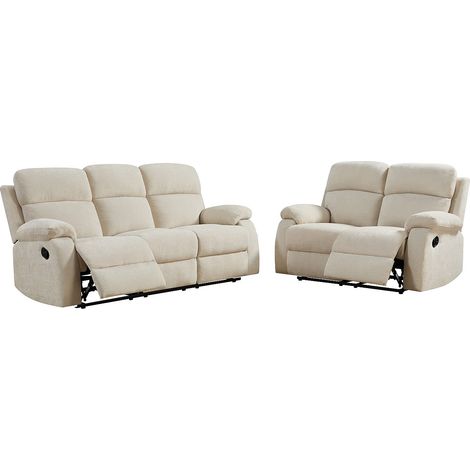 Divano 3 posti e 2 posti relax in tessuto testurizzato beige - TOLZANO