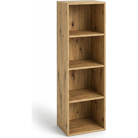 Libreria Scaffale Modulo Aperto 4 Ripiani Portaoggetti 30x24x106H cm Rovere LIB04 30x24x106H cm - 4 Ripiani Rovere Nodato