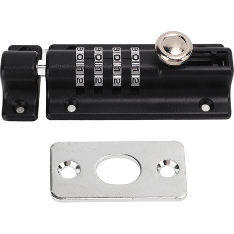 Serrure à combinaison 4 chiffres noire antivol étanche pour fenêtre, armoire, porte, classeur et meubles (1/5)