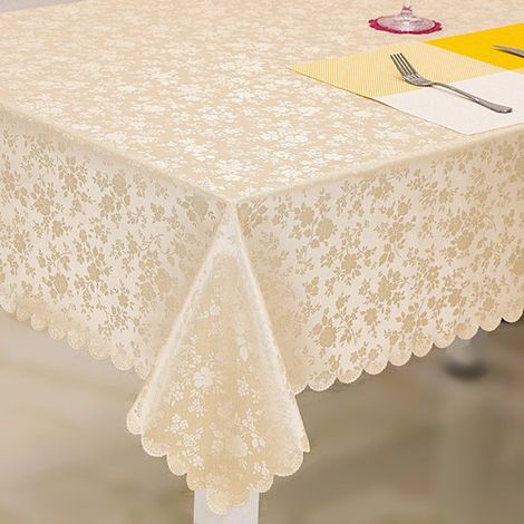 Tischdecke/Waschtuch, 90 x 150 cm, beige, waschbar, wetterfest, Dekoration für Geburtstag, Party, Garten, Weihnachten, Hochzeit (1/4)