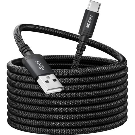 Câble de charge USB-C extra long 7 m - 3,1 A - Câble tressé USB vers type C - Pour manette PS5, Samsung Galaxy S10/S9/S8+, Note 10/9/8, LG V30/V20/G6/G5, Moto, Huawei, Mi9/8 (1/5)