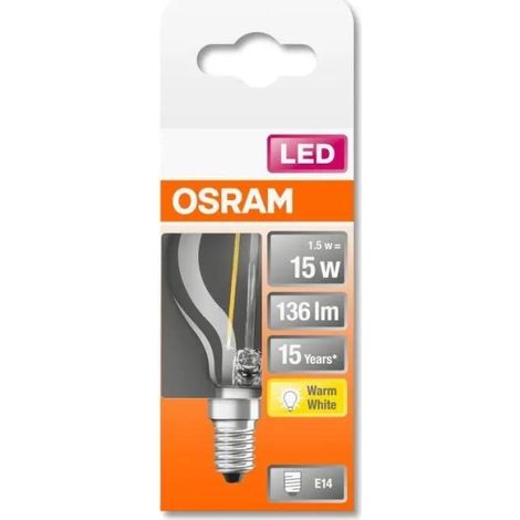 Osram Bombilla LED Esférica Filamento 1,5W E14 Blanco Cálido