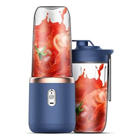 Mini mixeur à jus 40 W, mixeur rapide, format individuel, rechargeable USB, double gobelet, bleu (1/5)
