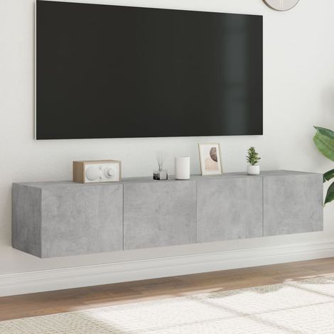 Meubles TV muraux à LED 2 pcs-Banc TV-Meuble Télé gris béton 80x35x31 cm 846497 (1/5)