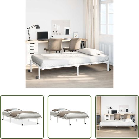 Cadre de lit pliable - Cadre de lit sans matelas pliable blanc 100x200 cm acier (1/5)